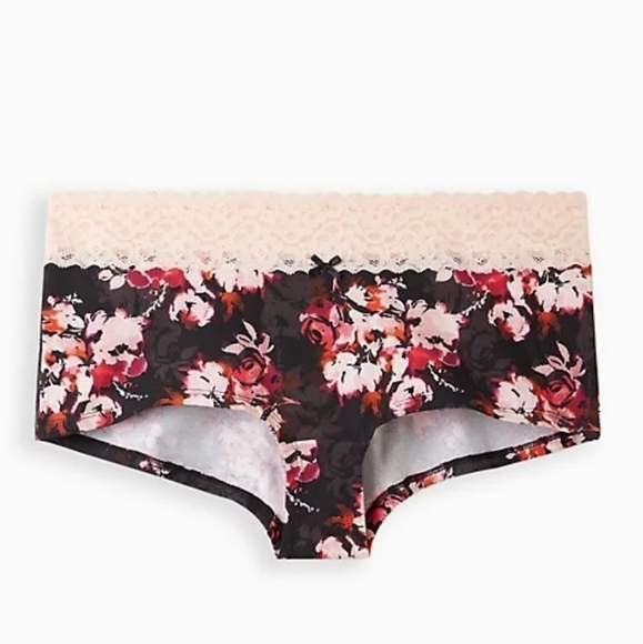 TORRID Wide Lace Trim Cotton Veronica Floral Boyshort Panty NEW Size 2X - Picture 1 of 9